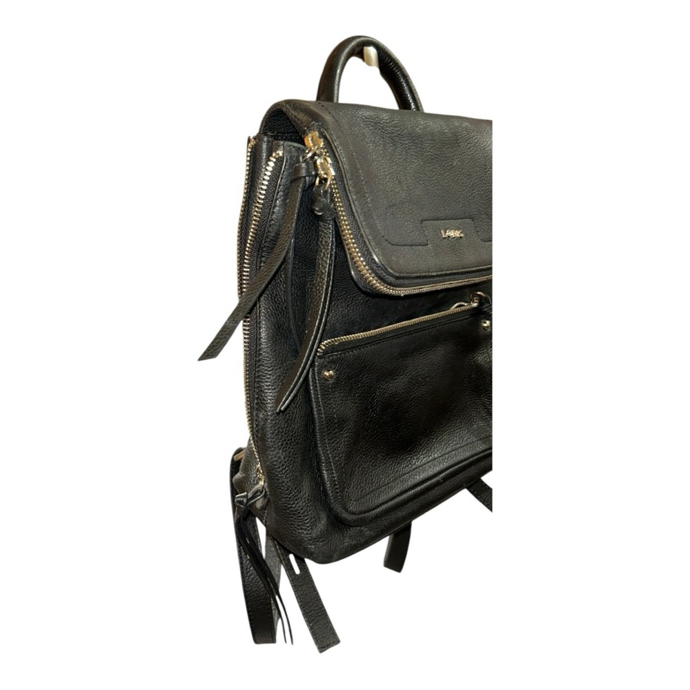 Lodis Black Modern Leather Backpack - Picture 2 of 15